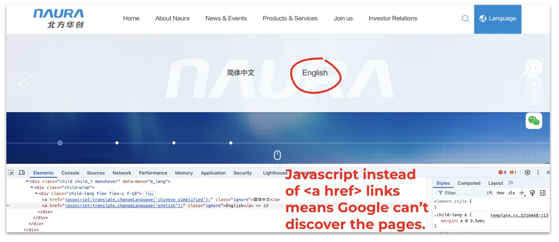 Don't use Javascript for your language switcher links